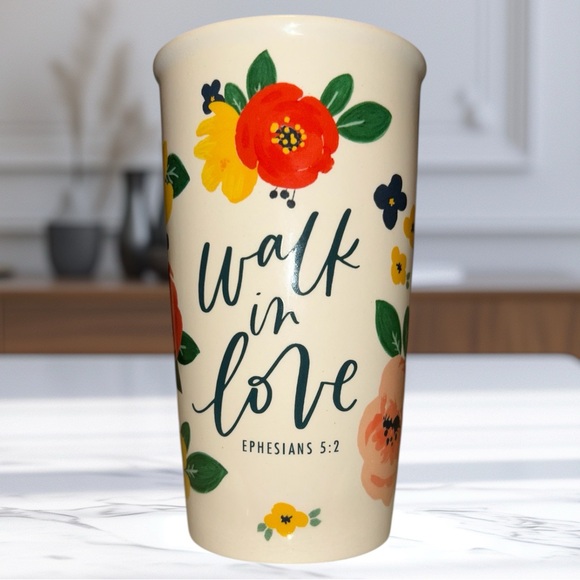 Dayspring Coffee Travel Mug Walk In Love Ceramic Cup Tumbler Scripture - Picture 2 of 7